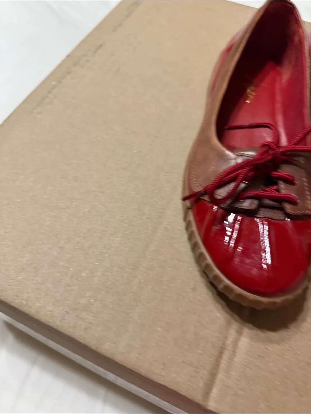 Cole Haan Women’s Red and Brown Casual Lace-Up duck boot shoes size 6